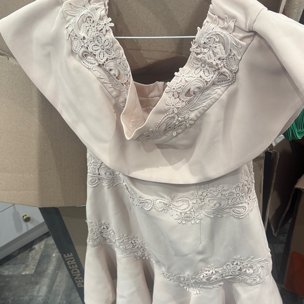 KEEPSAKE the Label Blush Lace-Trim Off-Shoulder Dress
